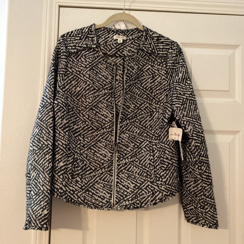 Tribal Jeans Black And White Woman's Jacket Size Medium